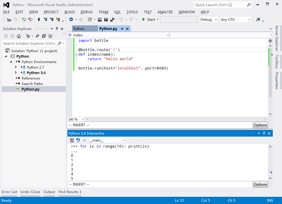 python tools for visual studio